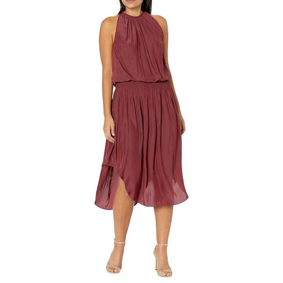Ramy Brook Audrey Elastic Waist Dark Red Maxi Dress Sz S Burgundy Bordeaux - Picture 1 of 12